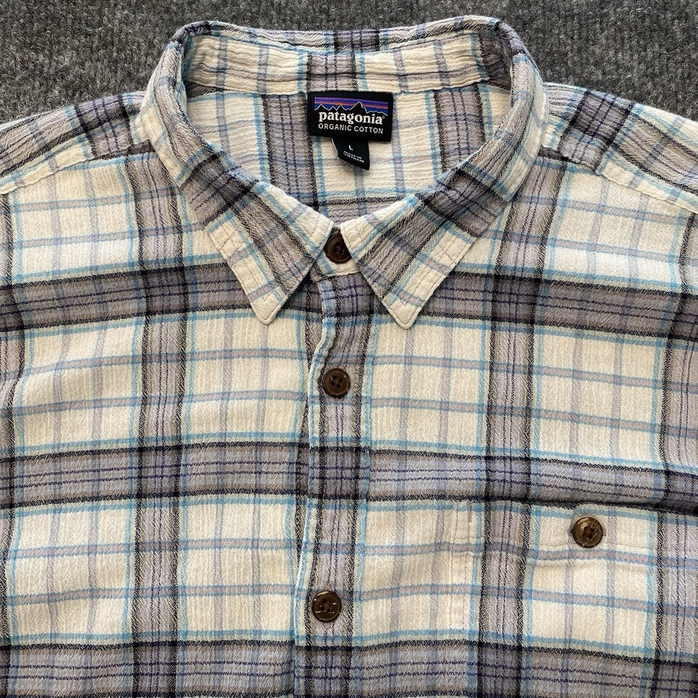 Patagonia A/C Short Sleeve Woven Organic Cotton Button Shirt Lightweight Mens L